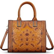 Load image into Gallery viewer, Genuine Leather Satchel for Women Embossed Handbag Top Handle Bags Handmade Purse Crossbody Tote Shoulder Bag