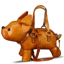 Load image into Gallery viewer, Genuine Leather Purses and Handbags for Women Unique Handmade French Bulldog Shape Crossbody Shoulder Bag Vintage Satchel
