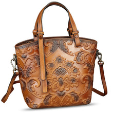 Load image into Gallery viewer, Genuine Leather Satchel for Women Purse Embossed Leather Top Handle Handbag Handmade Crossbody Handbags Tote Bag