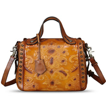 Load image into Gallery viewer, Genuine Leather Purses and Handbags for Women Vintage Embossed Leather Satchel Bags Shoulder Bag Crossbody with Strap
