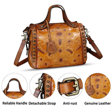 Load image into Gallery viewer, Genuine Leather Purses and Handbags for Women Vintage Embossed Leather Satchel Bags Shoulder Bag Crossbody with Strap