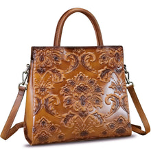 Load image into Gallery viewer, Genuine Leather Satchel for Women Top Handle Handbag Handmade Embossed Vintage Satchel Crossbody Handbags Purse Bag