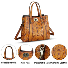Load image into Gallery viewer, Genuine Leather Satchel for Women Purse Embossed Top Handle Shoulder Handbag Handmade Purse Crossbody Tote Bag