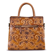 Load image into Gallery viewer, Genuine Leather Satchel for Women Top Handle Handbag Handmade Embossed Vintage Satchel Crossbody Handbags Purse Bag