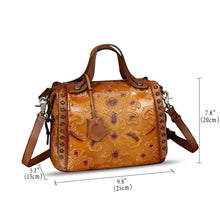 Load image into Gallery viewer, Genuine Leather Purses and Handbags for Women Vintage Embossed Leather Satchel Bags Shoulder Bag Crossbody with Strap