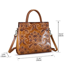 Load image into Gallery viewer, Genuine Leather Satchel for Women Top Handle Handbag Handmade Embossed Vintage Satchel Crossbody Handbags Purse Bag