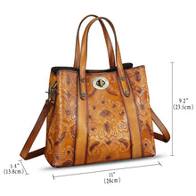 Load image into Gallery viewer, Genuine Leather Satchel for Women Purse Embossed Top Handle Shoulder Handbag Handmade Purse Crossbody Tote Bag