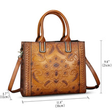 Load image into Gallery viewer, Genuine Leather Satchel for Women Embossed Handbag Top Handle Bags Handmade Purse Crossbody Tote Shoulder Bag