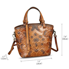 Load image into Gallery viewer, Genuine Leather Satchel for Women Purse Embossed Leather Top Handle Handbag Handmade Crossbody Handbags Tote Bag