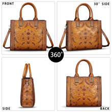 Load image into Gallery viewer, Genuine Leather Satchel for Women Embossed Handbag Top Handle Bags Handmade Purse Crossbody Tote Shoulder Bag