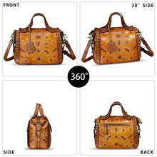 Load image into Gallery viewer, Genuine Leather Purses and Handbags for Women Vintage Embossed Leather Satchel Bags Shoulder Bag Crossbody with Strap