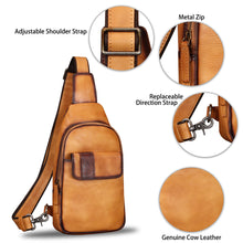 Load image into Gallery viewer, Genuine Leather Sling Bag - Vintage Sling Backpack for Men & Women - Fashion Shoulder & Crossbody Bag