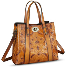 Load image into Gallery viewer, Genuine Leather Satchel for Women Purse Embossed Top Handle Shoulder Handbag Handmade Purse Crossbody Tote Bag