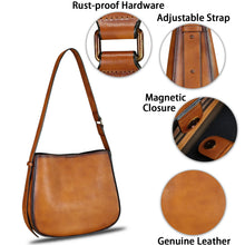 Load image into Gallery viewer, Genuine Leather Satchel Shoulder Bag for Women Vintage Handmade Handbag Retro Designer Hobo Bag Crossbody Pursee