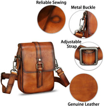 Load image into Gallery viewer, Genuine Leather Phone Purse for Women Vintage Leather Cell Phone Pouch Mini Small Shoulder Bag Crossbody Bag with Strap