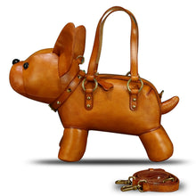 Load image into Gallery viewer, Genuine Leather Purses and Handbags for Women Unique Handmade French Bulldog Shape Crossbody Shoulder Bag Vintage Satchel