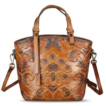 Load image into Gallery viewer, Genuine Leather Satchel for Women Purse Embossed Leather Top Handle Handbag Handmade Crossbody Handbags Tote Bag