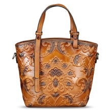 Load image into Gallery viewer, Genuine Leather Satchel for Women Purse Embossed Leather Top Handle Handbag Handmade Crossbody Handbags Tote Bag