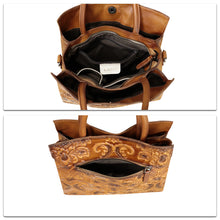 Load image into Gallery viewer, Genuine Leather Satchel for Women Top Handle Handbag Handmade Embossed Vintage Satchel Crossbody Handbags Purse Bag