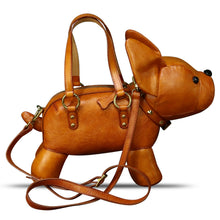 Load image into Gallery viewer, Genuine Leather Purses and Handbags for Women Unique Handmade French Bulldog Shape Crossbody Shoulder Bag Vintage Satchel