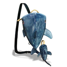 Load image into Gallery viewer, Genuine Leather Sling Bag for Women and Men Backpack Purse Handmade Cute Whale Shark Shape Shoulder Crossbody Backpack