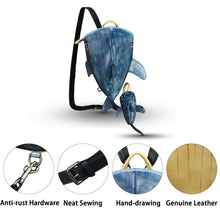 Load image into Gallery viewer, Genuine Leather Sling Bag for Women and Men Backpack Purse Handmade Cute Whale Shark Shape Shoulder Crossbody Backpack