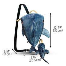 Load image into Gallery viewer, Genuine Leather Sling Bag for Women and Men Backpack Purse Handmade Cute Whale Shark Shape Shoulder Crossbody Backpack