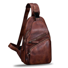 Load image into Gallery viewer, Genuine Leather Sling Bags for Men and Women Chest Shoulder Backpack Handmade Crossbody Motocycle Daypack