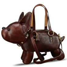 Load image into Gallery viewer, Genuine Leather Purses and Handbags for Women Unique Handmade French Bulldog Shape Crossbody Shoulder Bag Vintage Satchel