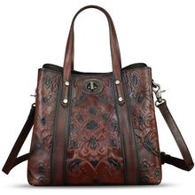 Load image into Gallery viewer, Genuine Leather Satchel for Women Purse Embossed Top Handle Shoulder Handbag Handmade Purse Crossbody Tote Bag