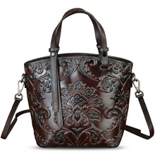 Load image into Gallery viewer, Genuine Leather Satchel for Women Purse Embossed Leather Top Handle Handbag Handmade Crossbody Handbags Tote Bag