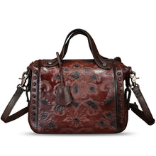 Load image into Gallery viewer, Genuine Leather Purses and Handbags for Women Vintage Embossed Leather Satchel Bags Shoulder Bag Crossbody with Strap