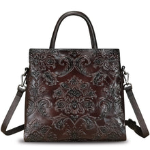 Load image into Gallery viewer, Genuine Leather Satchel for Women Top Handle Handbag Handmade Embossed Vintage Satchel Crossbody Handbags Purse Bag
