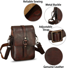 Load image into Gallery viewer, Genuine Leather Phone Purse for Women Vintage Leather Cell Phone Pouch Mini Small Shoulder Bag Crossbody Bag with Strap