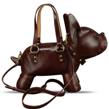 Load image into Gallery viewer, Genuine Leather Purses and Handbags for Women Unique Handmade French Bulldog Shape Crossbody Shoulder Bag Vintage Satchel