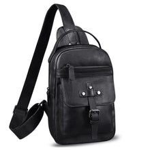 Load image into Gallery viewer, Genuine Leather Silng Bag for Men and Women Vintage Leather Sling Backpack Purse Shoulder Crossbody Bag Chest Bag