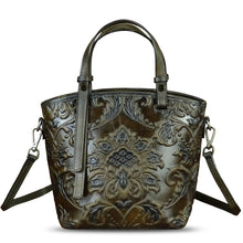 Load image into Gallery viewer, Genuine Leather Satchel for Women Purse Embossed Leather Top Handle Handbag Handmade Crossbody Handbags Tote Bag
