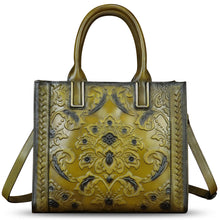 Load image into Gallery viewer, Genuine Leather Satchel for Women Embossed Handbag Top Handle Bags Handmade Purse Crossbody Tote Shoulder Bag
