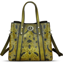 Load image into Gallery viewer, Genuine Leather Satchel for Women Purse Embossed Top Handle Shoulder Handbag Handmade Purse Crossbody Tote Bag