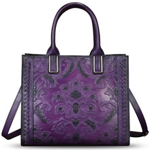 Load image into Gallery viewer, Genuine Leather Satchel for Women Embossed Handbag Top Handle Bags Handmade Purse Crossbody Tote Shoulder Bag