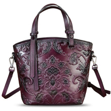 Load image into Gallery viewer, Genuine Leather Satchel for Women Purse Embossed Leather Top Handle Handbag Handmade Crossbody Handbags Tote Bag