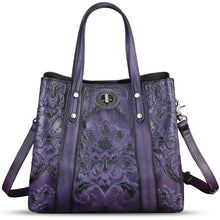 Load image into Gallery viewer, Genuine Leather Satchel for Women Purse Embossed Top Handle Shoulder Handbag Handmade Purse Crossbody Tote Bag