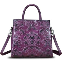 Load image into Gallery viewer, Genuine Leather Satchel for Women Top Handle Handbag Handmade Embossed Vintage Satchel Crossbody Handbags Purse Bag