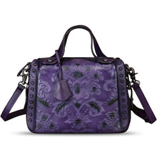 Load image into Gallery viewer, Genuine Leather Purses and Handbags for Women Vintage Embossed Leather Satchel Bags Shoulder Bag Crossbody with Strap