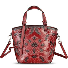 Load image into Gallery viewer, Genuine Leather Satchel for Women Purse Embossed Leather Top Handle Handbag Handmade Crossbody Handbags Tote Bag