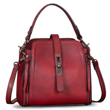Load image into Gallery viewer, Genuine Leather Handbag for Women Vintage Handmade Satchel Crossbody Purse with Removable Top-Handle Strap