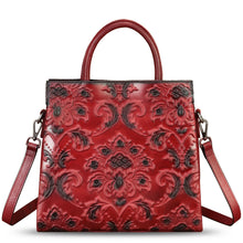 Load image into Gallery viewer, Genuine Leather Satchel for Women Top Handle Handbag Handmade Embossed Vintage Satchel Crossbody Handbags Purse Bag