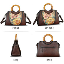 Load image into Gallery viewer, Genuine Leather Tote Bag for Women Hand Painted Shoulder Handbag Handmade Purse Crossbody Work Tote Casual Purse