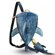Load image into Gallery viewer, Genuine Leather Sling Bag for Women and Men Backpack Purse Handmade Cute Whale Shark Shape Shoulder Crossbody Backpack