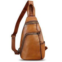 Load image into Gallery viewer, Genuine Leather Silng Bag for Men and Women Vintage Leather Sling Backpack Purse Shoulder Crossbody Bag Chest Bag